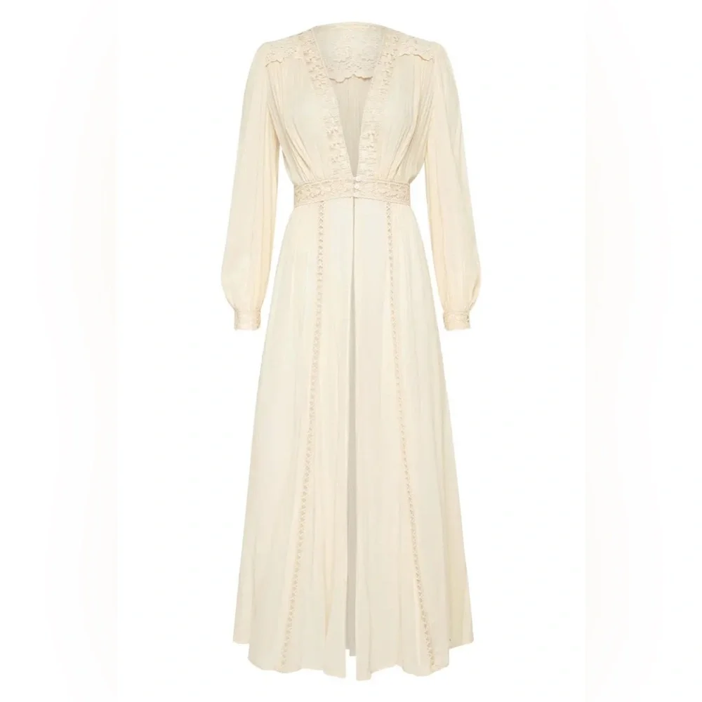 NWT Spell & the Gypsy Le Gauze Lace duster Small new off white dress wedding - Picture 17 of 17